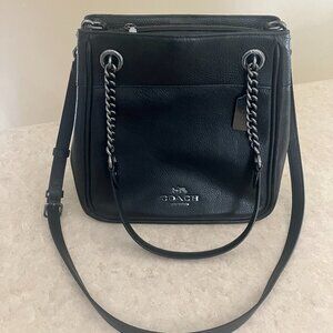 Coach Cammie Chain Black Pebbled Leather Bucket Bag